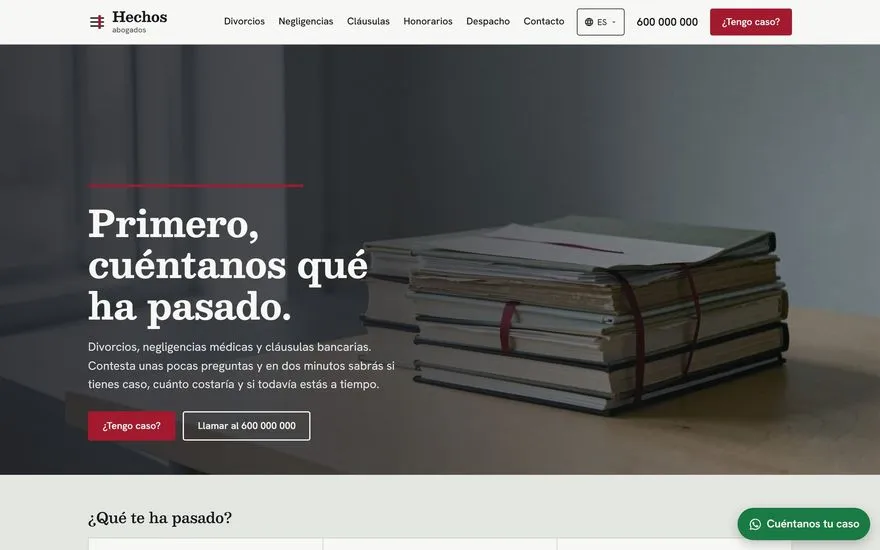 Demo de Hechos, web de abogados