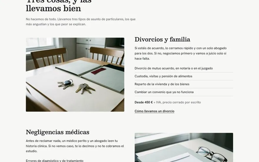 Demo de Hechos, web de abogados
