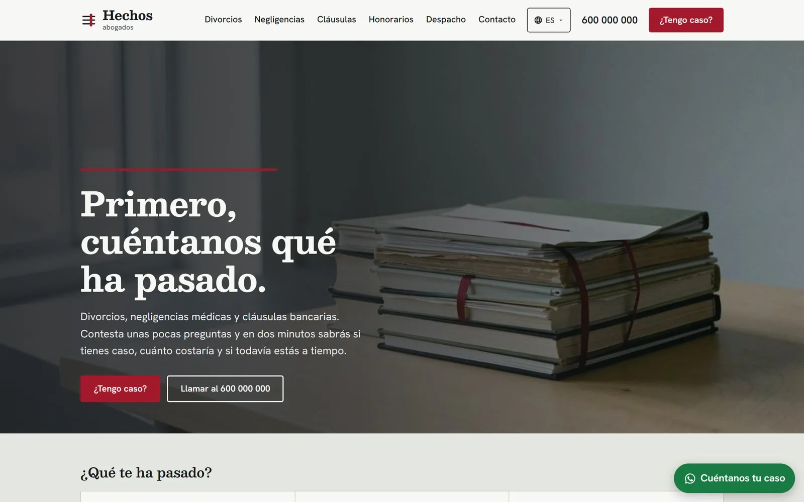 Demo de Hechos, web de abogados