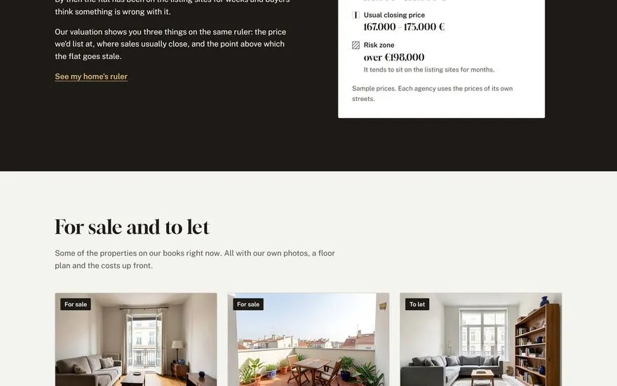 Demo de Mirilla, web de inmobiliaria, en inglés